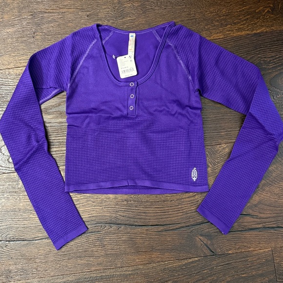 FP Movement by Free People Tops - FP Movement Bail Out Crop Thermal Knit Top - Dark Amethyst